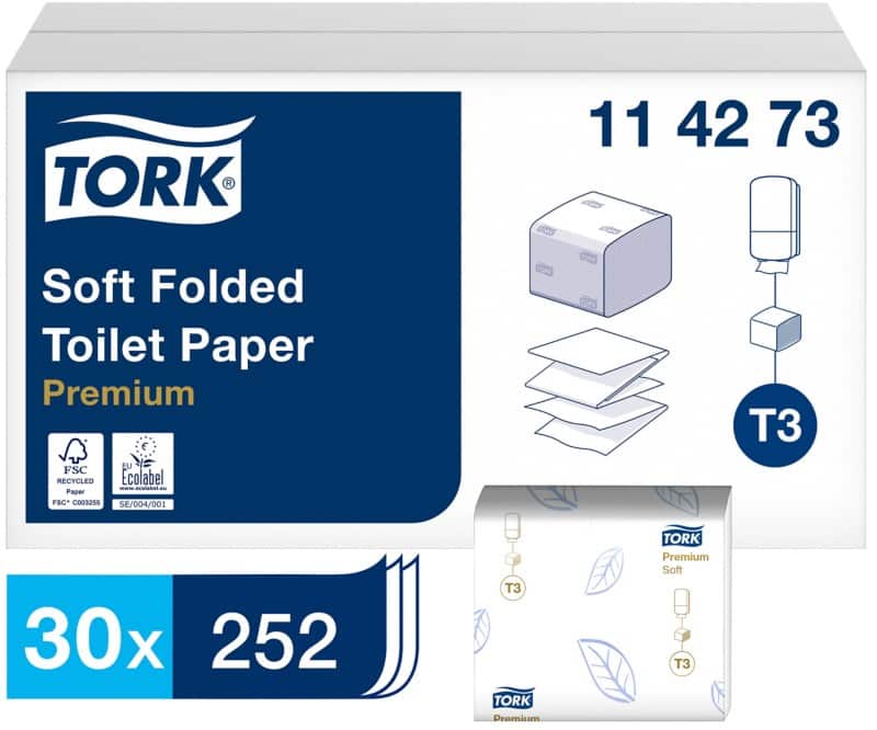 Tork T3 Premium Recycled Toilet Paper 2 Ply 114273 Pack of 30 of 252 Sheets