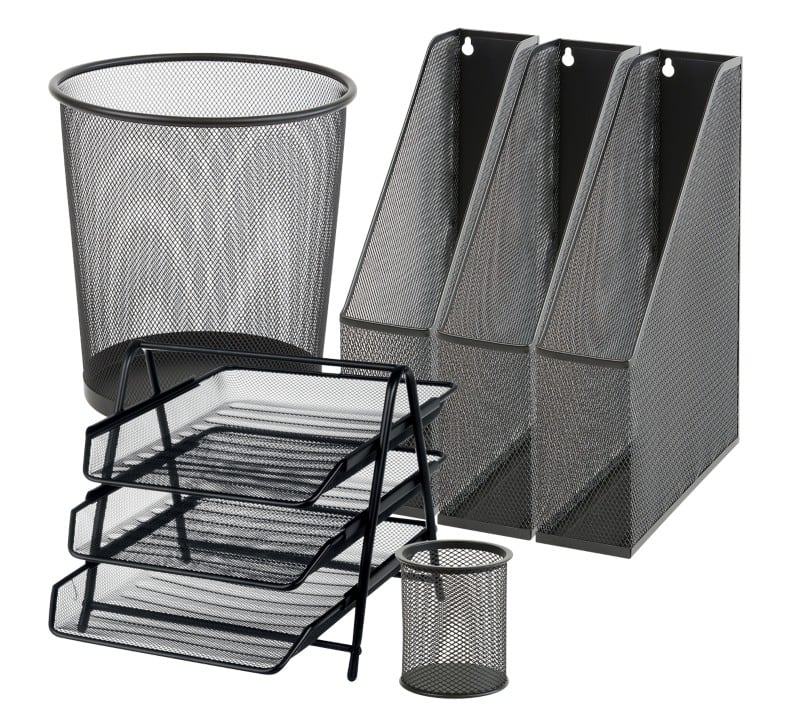 Viking Desk Organiser Silver Mesh, Wire Set of 8