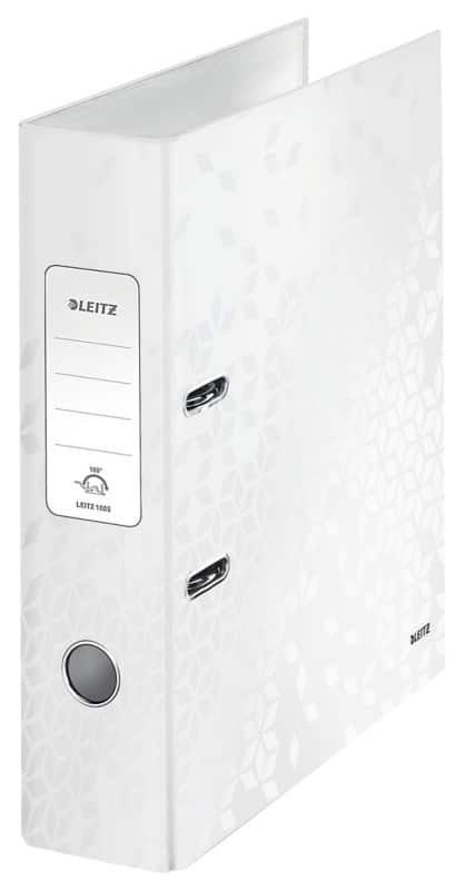 Leitz 180° WOW Wide Lever Arch File A4 80 mm White 2 Rings 1005 Laminated Cardboard Portrait