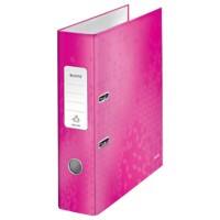 Leitz 180° WOW Lever Arch File A4 80 mm Pink 2 ring 1005 Laminated Cardboard Portrait