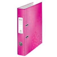 Leitz 180° WOW Lever Arch File A4 50 mm Pink 2 ring 1006 Laminated Cardboard Portrait