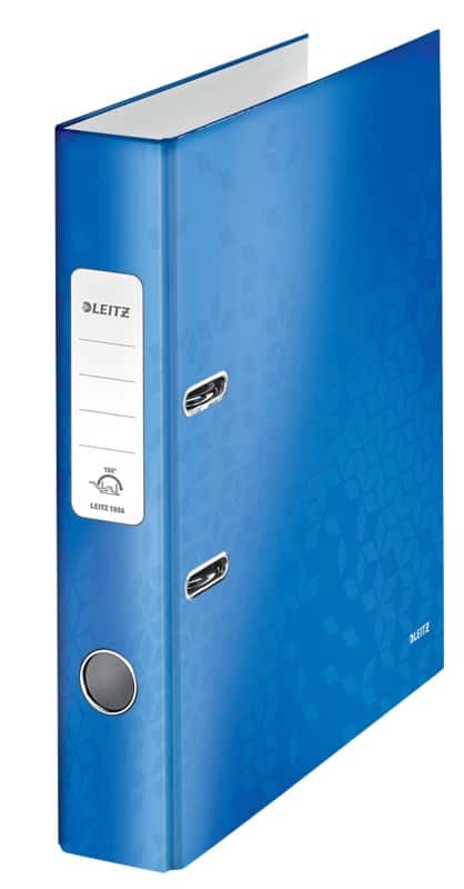 Leitz 180° WOW Narrow Lever Arch File A4 50 mm Blue 2 Rings 1006 Laminated Cardboard Portrait