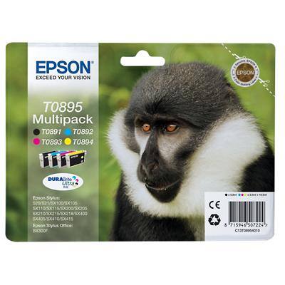 Epson T0895 Original Ink Cartridge C13T08954010 Black, Cyan, Magenta, Yellow Multipack Pack of 4