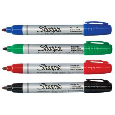 Sharpie Metal Barrel Permanent Marker Bullet Tip Small 1mm Assorted Colours Pack of 4