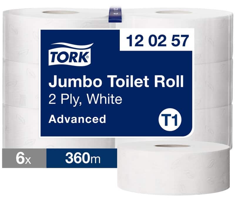 Tork Advanced 100% Recycled Toilet Roll T1 2 Ply 120257 6 Rolls of 1800 Sheets
