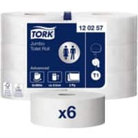 Tork Advanced 100% Recycled Toilet Roll T1 2 Ply 120257 6 Rolls of 1800 Sheets