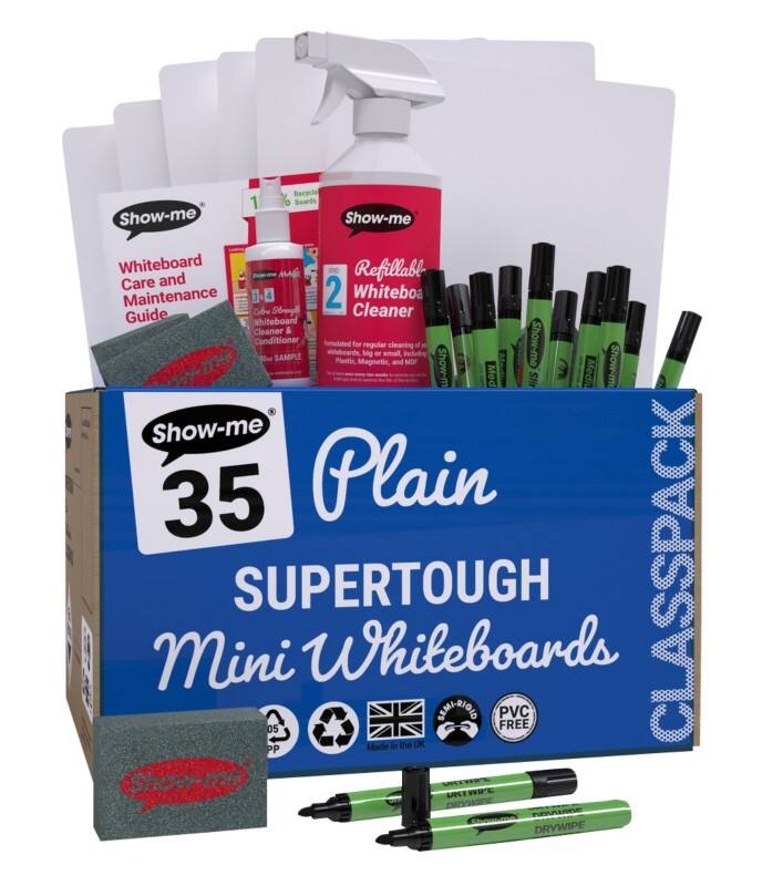 Show-me A4 Plain Supertough Whiteboard Set Double Sided Pack of 107
