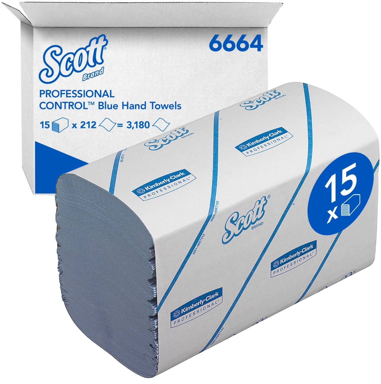 Scott Hand Towels Medium 1 Ply M-fold Blue 212 Sheets Pack of 15