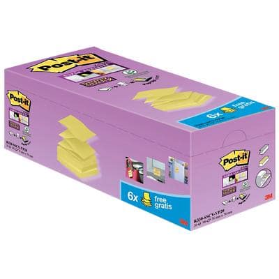 Post-it Super Sticky Z-Notes 76 x 76 mm Canary Yellow 90 Sheets Value Pack 16 + 4 Free