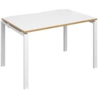 Dams International Rectangular Single Desk with White Melamine Top, Oak Edging and White Frame 4 Legs Adapt II 1200 x 800 x 725 mm