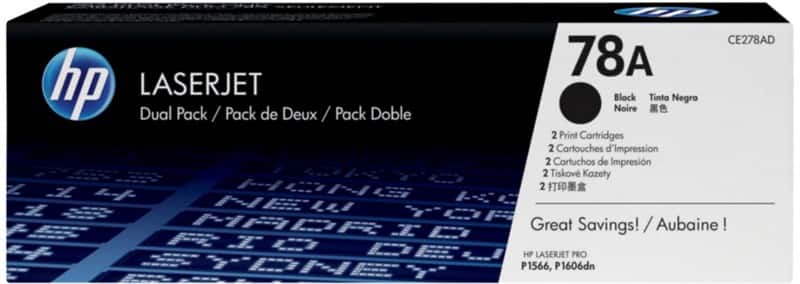 HP 78A Original Toner Cartridge CE278AD Black Pack of 2 Duopack