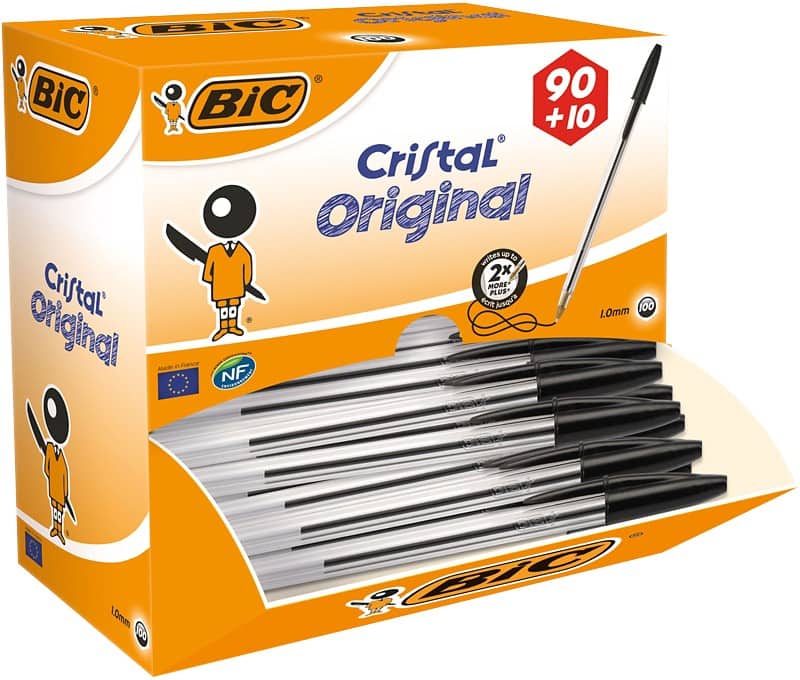 BIC Cristal Original Ballpoint Pen Black 0.4 mm Medium Ballpoint Pack of 100