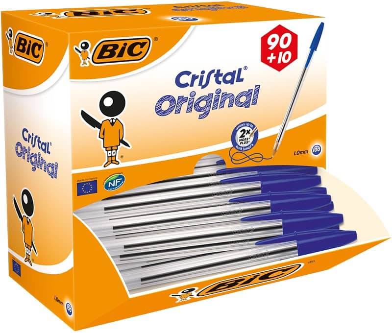 BIC Cristal Original Ballpoint Pen Blue 0.4 mm Medium Ballpoint Pack of 100