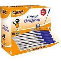 BIC Cristal Original Ballpoint Pen Medium 0.4 mm Blue Pack of 100