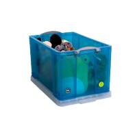 Really Useful Box Plastic Storage 84 Litre Blue, Transparent 440 x 710 x 380 mm