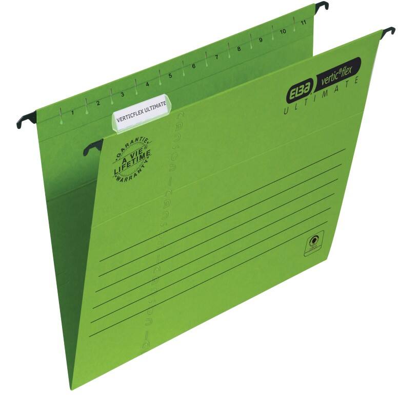 ELBA Vertical Suspension File Verticflex Ultimate A4 V Base 240 gsm Green Pack of 25