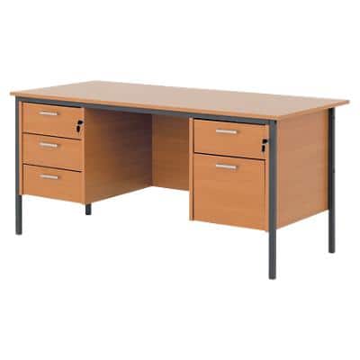 Rectangular Straight Desk with Beech Coloured MFC Top and Grey Frame Cantilever Legs Classic Plus 1800 x 800 x 725 mm