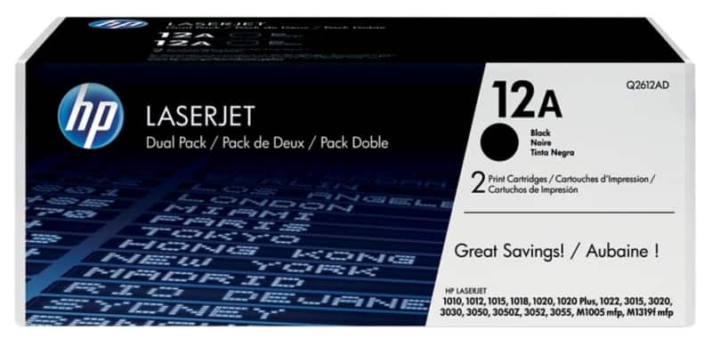 HP 12A Original Toner Cartridge Q2612AD Black Pack of 2 Duopack