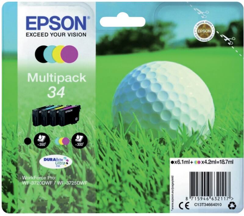 EPSON Ink Cartridge C13T34664010 Black, Cyan, Magenta, Yellow 34