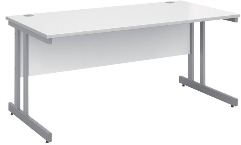 Rectangular Straight Desk with White MFC Top and Silver Frame Cantilever Legs Momento 1600 x 800 x 725 mm