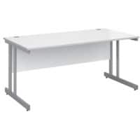 Rectangular Straight Desk with White MFC Top and Silver Frame Cantilever Legs Momento 1600 x 800 x 725 mm