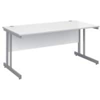 Rectangular Straight Desk with White MFC Top and Silver Frame Cantilever Legs Momento 1600 x 800 x 725 mm