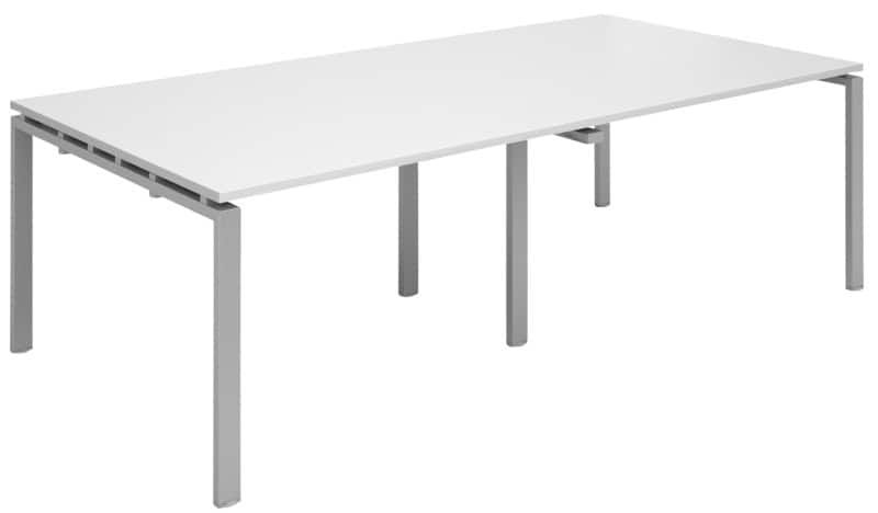 Dams International Rectangular Boardroom Table with White MFC & Aluminium Top and Silver Frame EBT2412-S-WH 2400 x 1200 x 725 mm