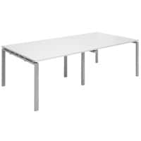 Dams International Rectangular Boardroom Table with White MFC & Aluminium Top and Silver Frame EBT2412-S-WH 2400 x 1200 x 725 mm