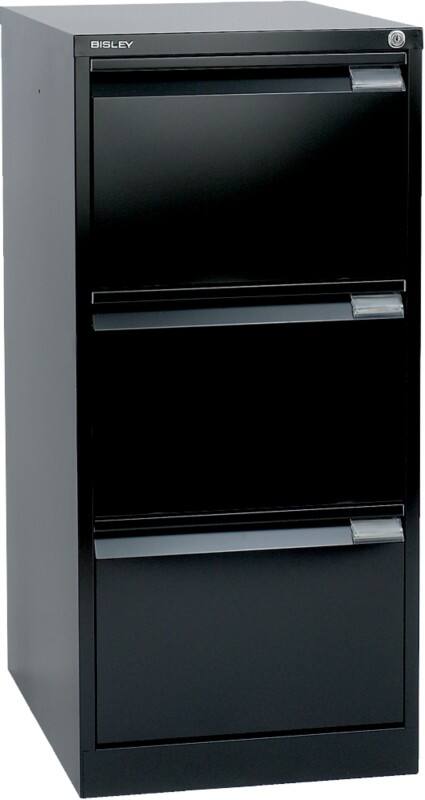 Bisley BS Steel Filing Cabinet 3 Drawers Lockable 470 x 622 x 1,016 mm Black
