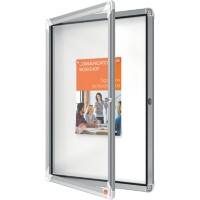 Nobo Premium Plus Wall Mountable Outdoor Magnetic Lockable Notice Board 1902577 Aluminium Frame Hinged Safety Glass Door 4xA4 White 494 x 668 mm