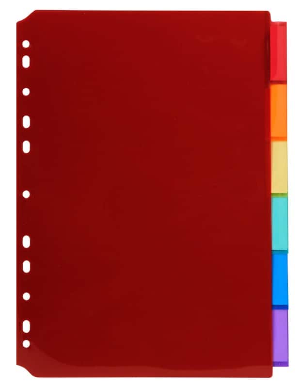 Exacompta Blank Blank Dividers A4 Assorted 6 Part PP (Polypropylene) 11 Holes 3906E
