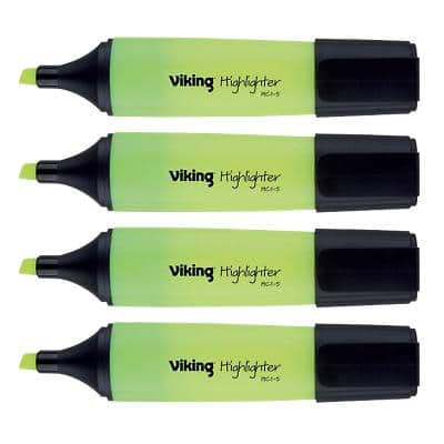 Viking HC1-5 Highlighter Yellow Broad Chisel 1-5 mm Pack of 4