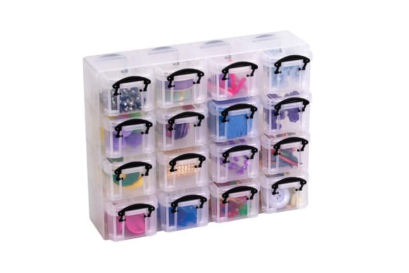 Really Useful Box Storage Box 0.14 L Black, Transparent 28 x 6.5 x 22.4 cm Pack of 16