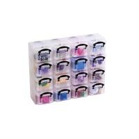 Really Useful Box Storage Box 0.14 L Black, Transparent 28 x 6.5 x 22.4 cm Pack of 16