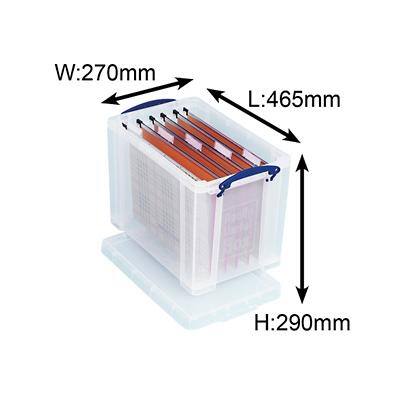 Really Useful Box Plastic Storage 24 Litre Transparent 270 x 290 x 465 mm