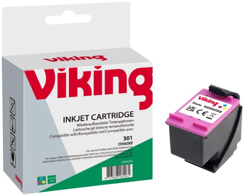 Viking 301 Compatible HP Ink Cartridge CH562EE Cyan, Magenta, Yellow