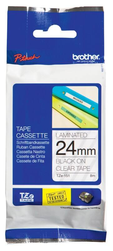 Brother TZe-151 Authentic Label Tape Self Adhesive Black Print on Clear 24 mm  x 8m