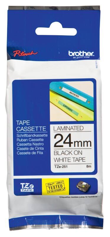 Brother P-touch Labelling Tape Authentic TZe-251 Adhesive Black on White 24 mm x 8 m