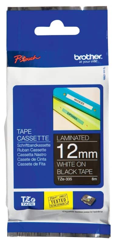 Brother P-Touch Labelling Tape Authentic TZe-335 Adhesive 12 mm x 8 m