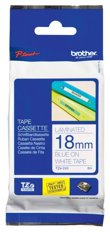 Brother TZe-243 Authentic Label Tape Self Adhesive Blue Print on White 18 mm  x 8m