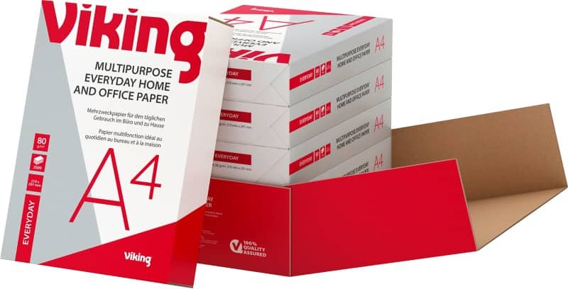 Viking everyday a4 printer paper white 80 gsm smooth 500 sheets pack of 5