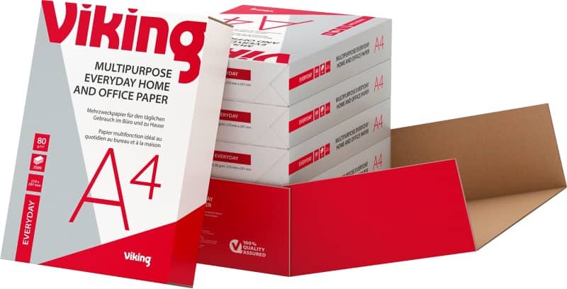 Viking everyday a4 printer paper white 80 gsm smooth 5 packs of 500 sheets