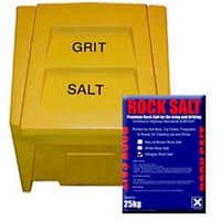 Dandy's Grit Bin Weatherproof with Lid 400 L and Ultragrip Rock Salt Brown 20 x 25 kg