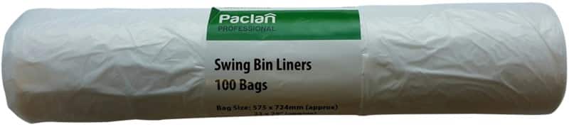 Paclan bin bags 35 l white pe (polyethylene) 8 microns pack of 100