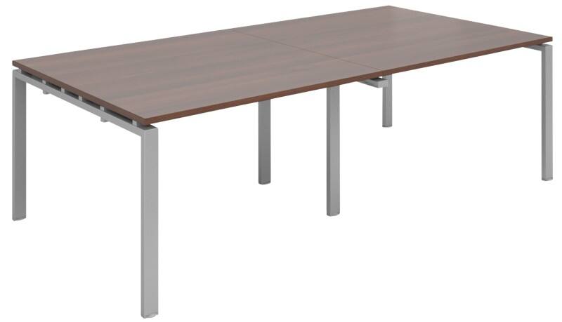 Dams International Rectangular Boardroom Table with Walnut Coloured MFC & Aluminium Top and White Frame EBT2412-S-W 2400 x 1200 x 725 mm