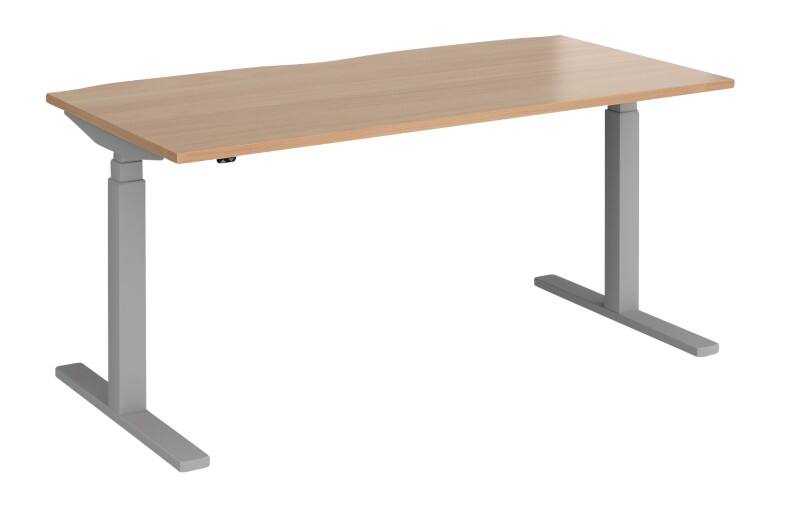 Dams International Elev8 Touch Electronically Height Adjustable Sit Stand Desk Rectangular Beech Melamine Silver 4 Feet 1,600 x 800 x 675 mm