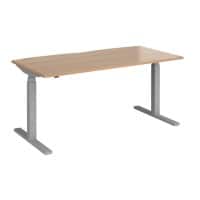 Elev8 Rectangular Sit Stand Single Desk with Beech Coloured Melamine Top and Silver Frame 2 Legs Touch 1600 x 800 x 675 - 1300 mm