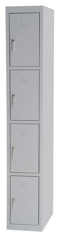 Viking Realspace Metal Locker Base Unit 4 Doors 1 nest Key lock 300 x 500 x 1,800 mm Grey