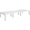 Dams International Rectangular Triple Back to Back Desk with White Melamine Top and Silver Frame 4 Legs Connex 4200 x 1600 x 725mm