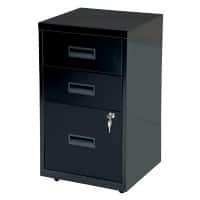 Realspace Pedestal with 3 Lockable Drawers Metal 400 x 400 x 660mm Black